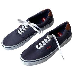 Levis Men's Blue Canvas Sneakers Lace Up Casual Comfort Shoes, Sz 10